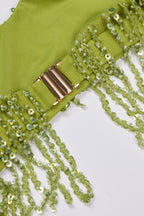 Chic Fringed Bralette in Olive