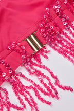 Chic Fringed Bralette in Raspberry