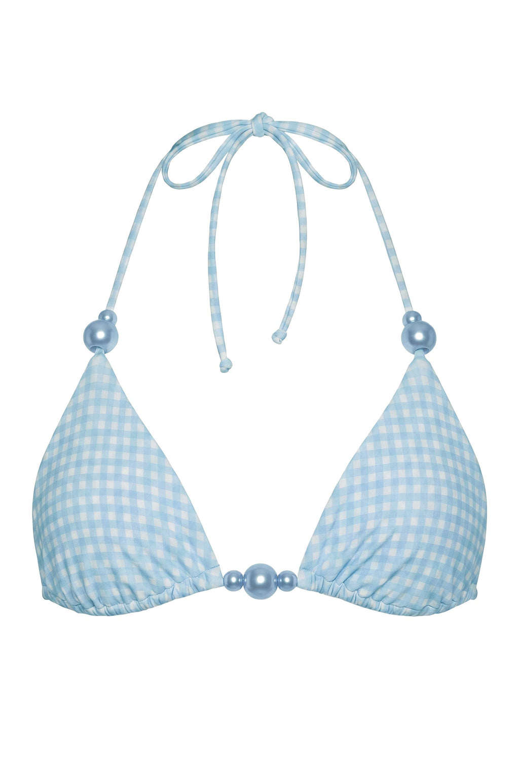 Chic Triangle Bikini Top in Blue Gingham Print