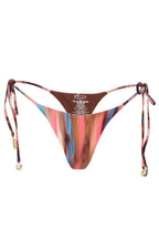 Chic Tie-Side Thong Bikini Bottoms in Abstract Stripe