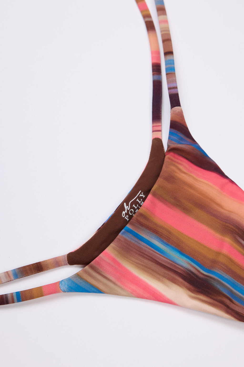 Chic Tie-Side Thong Bikini Bottoms in Abstract Stripe
