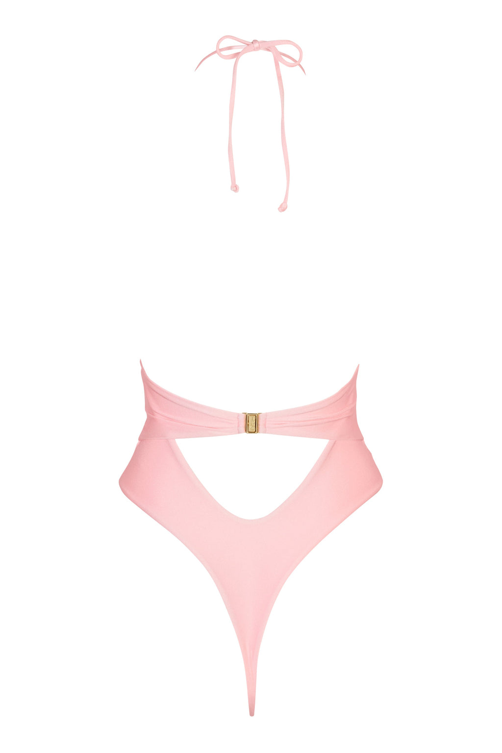 Chic Halterneck Thong Swimsuit in Baby Pink