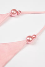 Chic Halterneck Thong Swimsuit in Baby Pink