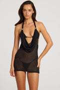 Chic Halterneck Mini Dress in Black