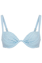 Chic Underwired Bikini Top in Blue Gingham Print
