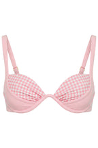 Chic Underwired Bikini Top in Pink Gingham Print