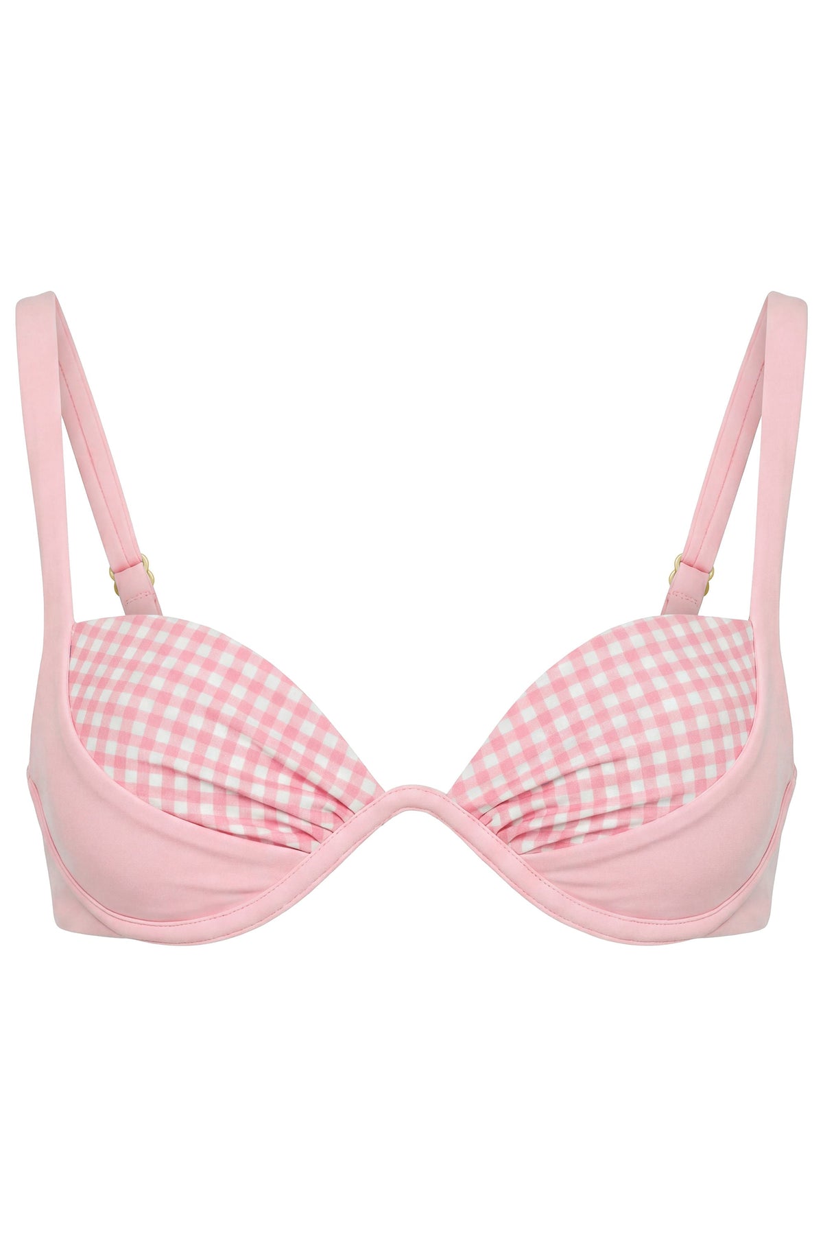 Chic Underwired Bikini Top in Pink Gingham Print