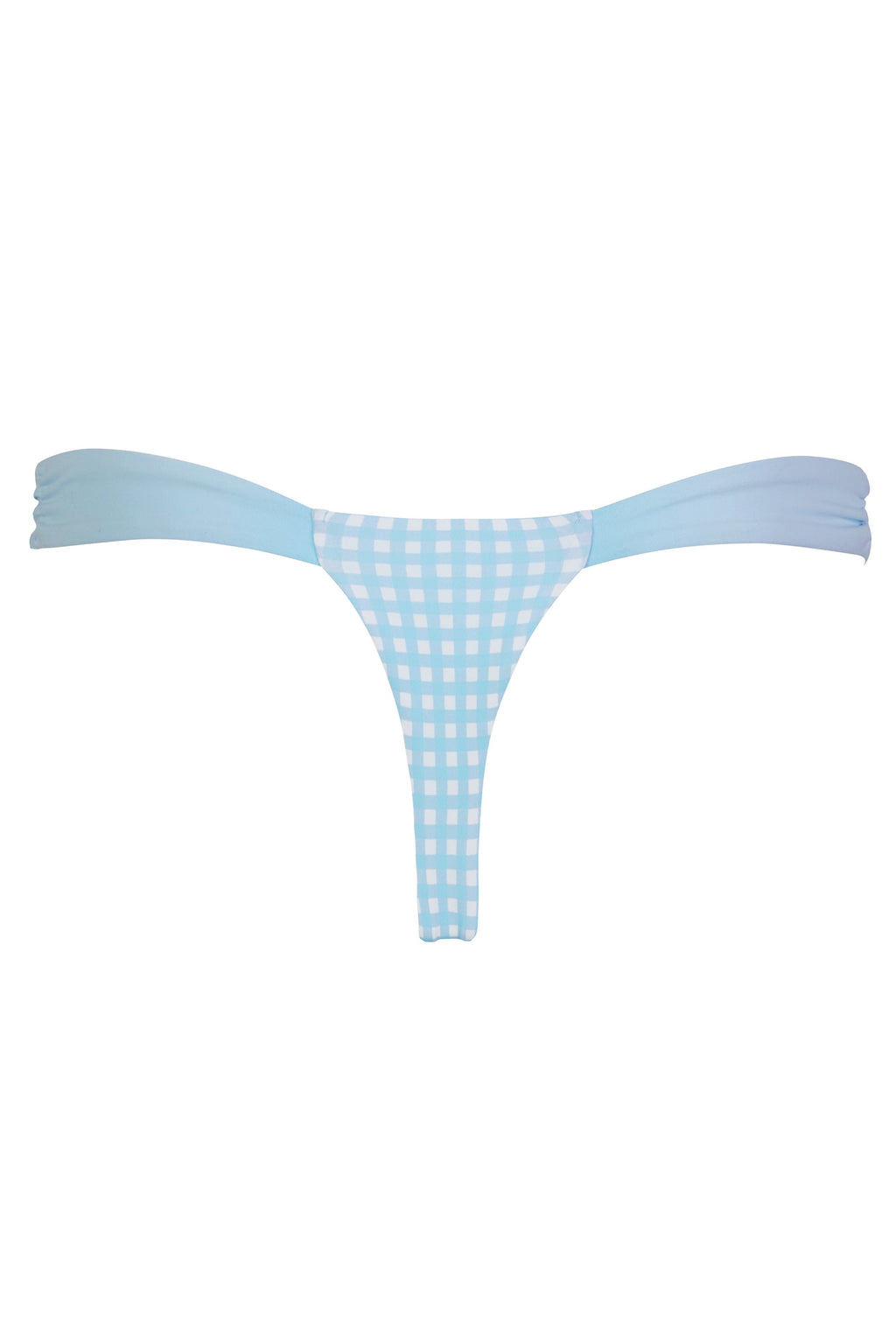 Chic Thong Bikini Bottoms in Blue Gingham Print
