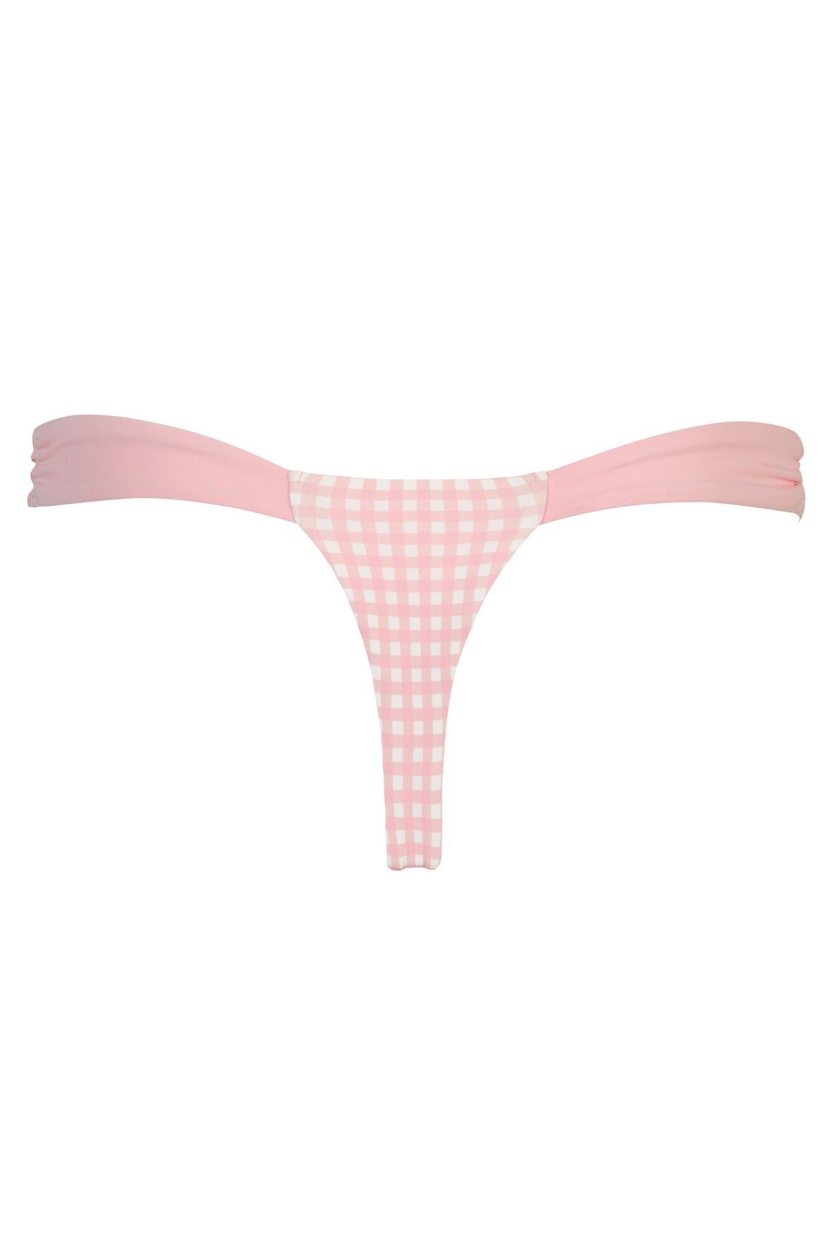 Chic Thong Bikini Bottoms in Pink Gingham Print