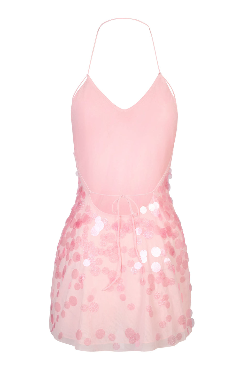 Chic Embellished Mini Dress in Baby Pink