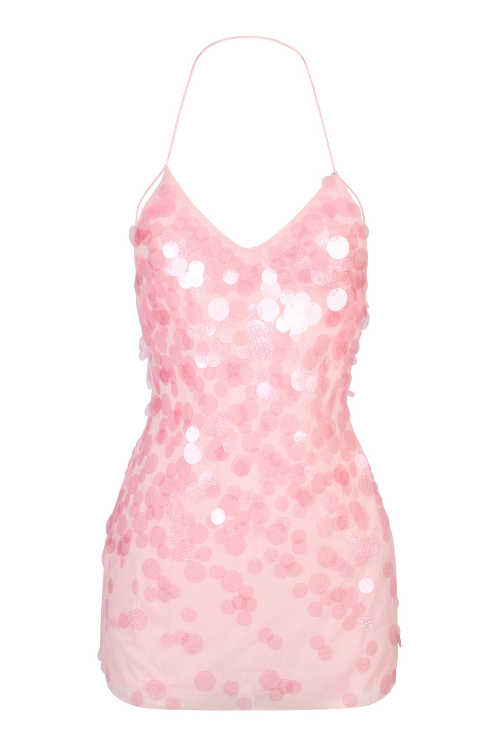 Chic Embellished Mini Dress in Baby Pink