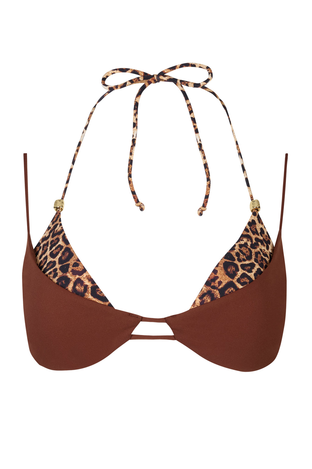 Chic Layered Bikini Top in Brown Contrast