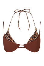 Chic Layered Bikini Top in Brown Contrast