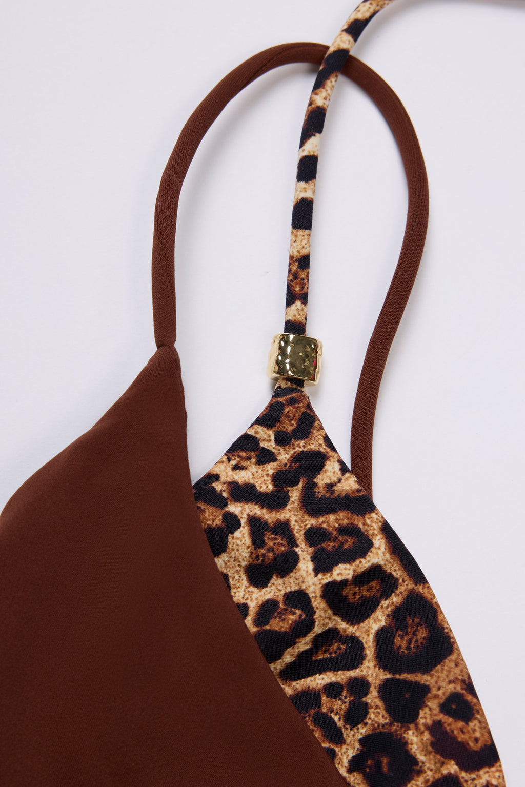 Chic Layered Bikini Top in Brown Contrast