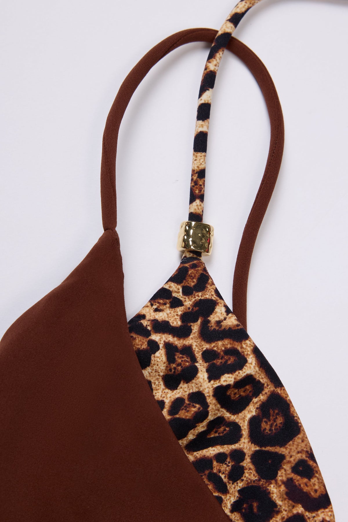 Chic Layered Bikini Top in Brown Contrast