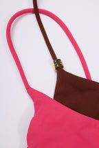 Chic Layered Bikini Top in Pink Contrast