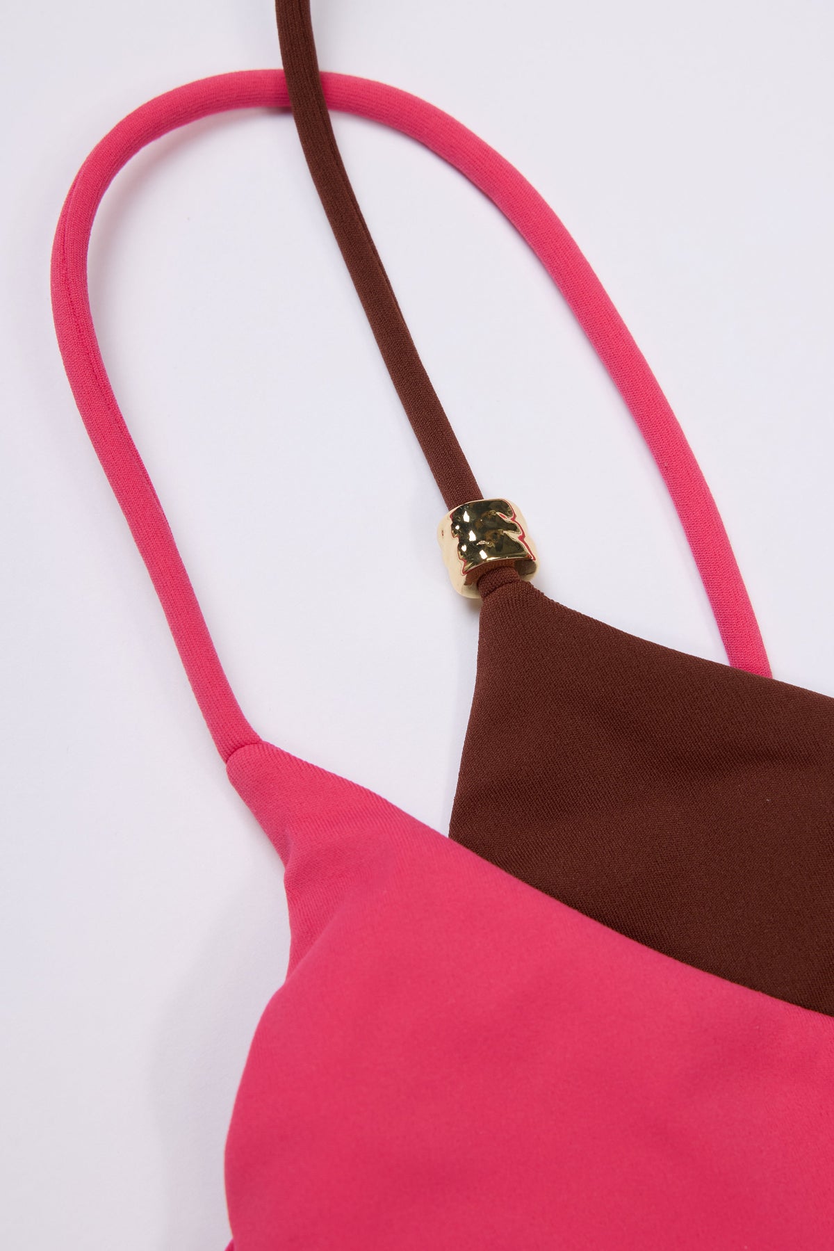 Chic Layered Bikini Top in Pink Contrast