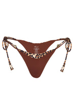 Chic Tie-Side Thong Bikini Bottoms in Brown Contrast