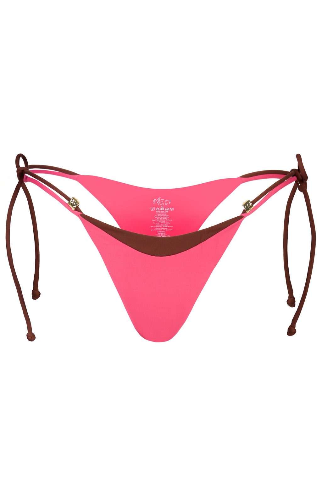 Chic Tie-Side Thong Bikini Bottoms in Pink Contrast