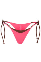 Chic Tie-Side Thong Bikini Bottoms in Pink Contrast