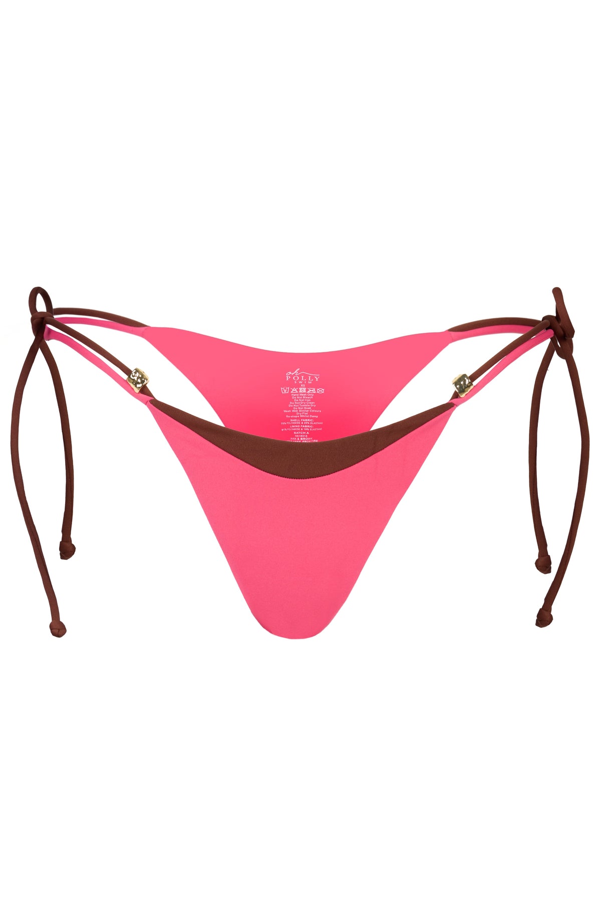 Chic Tie-Side Thong Bikini Bottoms in Pink Contrast