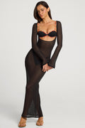 Chic Open-Front Maxi Dress in Black