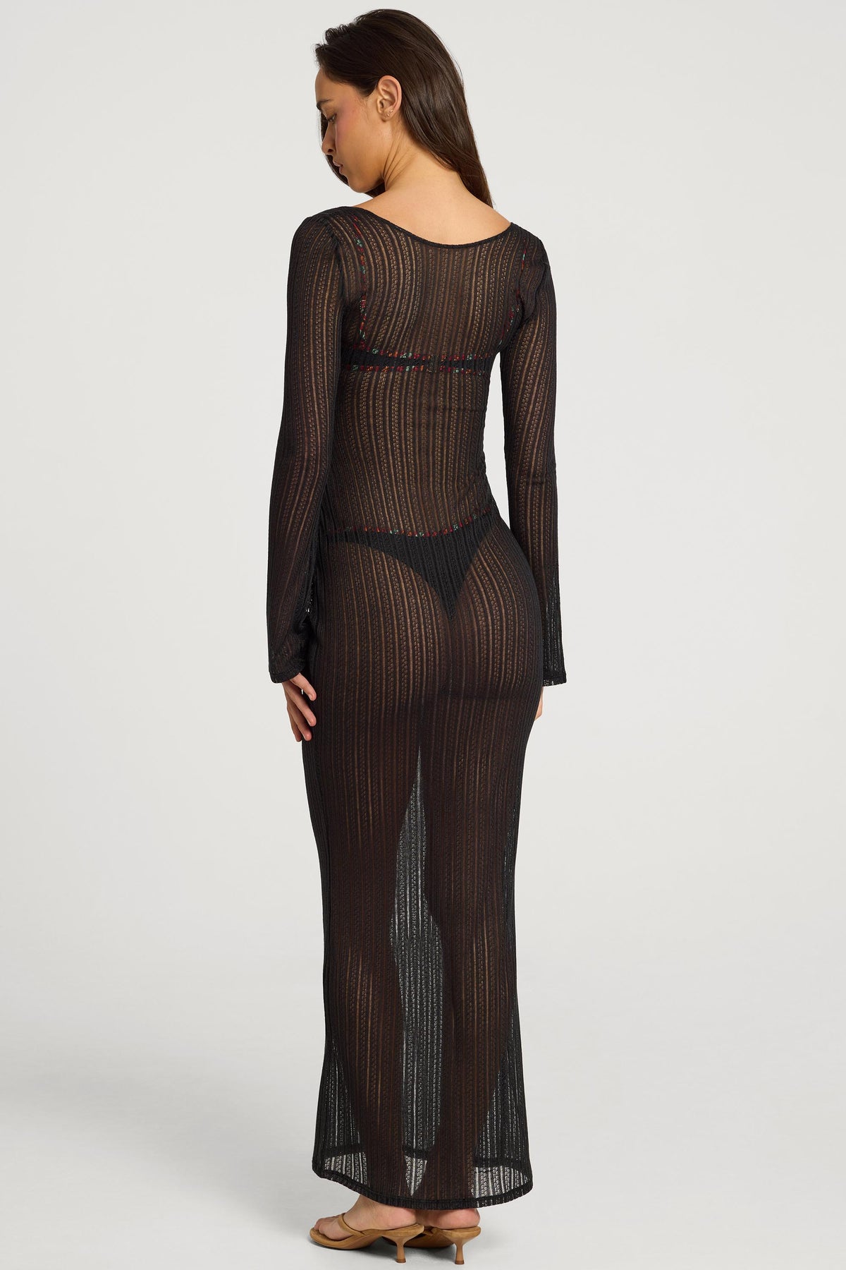 Chic Open-Front Maxi Dress in Black