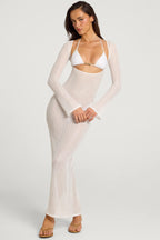 Chic Open-Front Maxi Dress in White