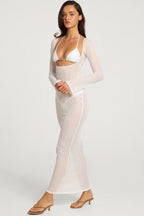 Chic Open-Front Maxi Dress in White