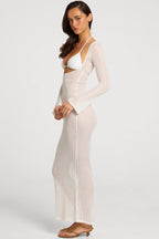 Chic Open-Front Maxi Dress in White