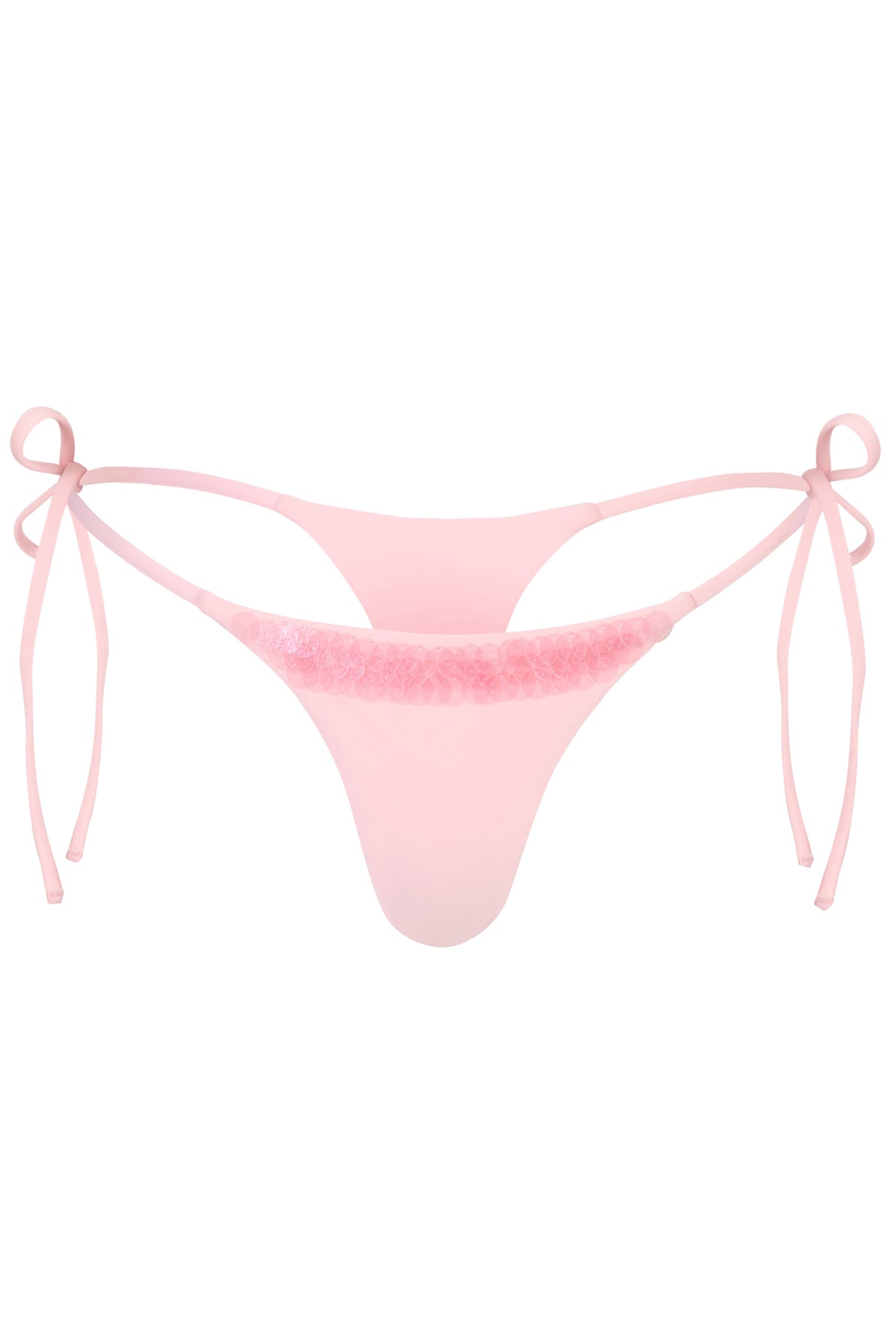 Chic Side-Tie Thong Bikini Bottoms in Baby Pink
