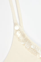Chic Side-Tie Thong Bikini Bottoms in Pearl