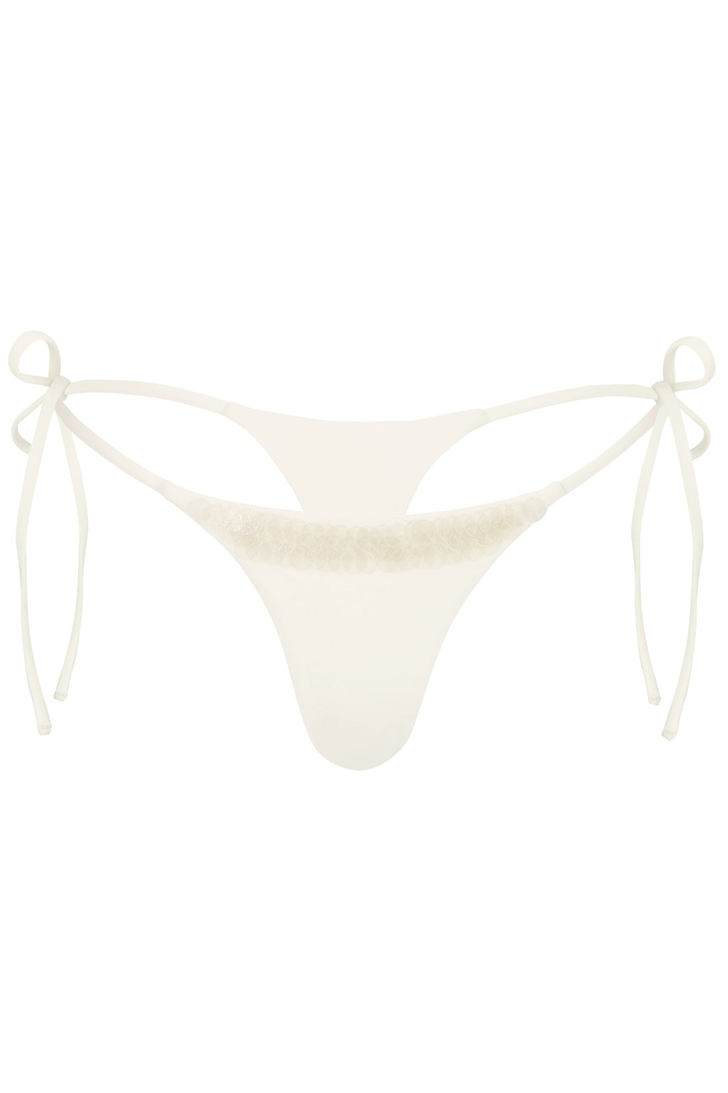 Chic Side-Tie Thong Bikini Bottoms in Pearl