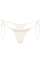 Chic Side-Tie Thong Bikini Bottoms in Pearl