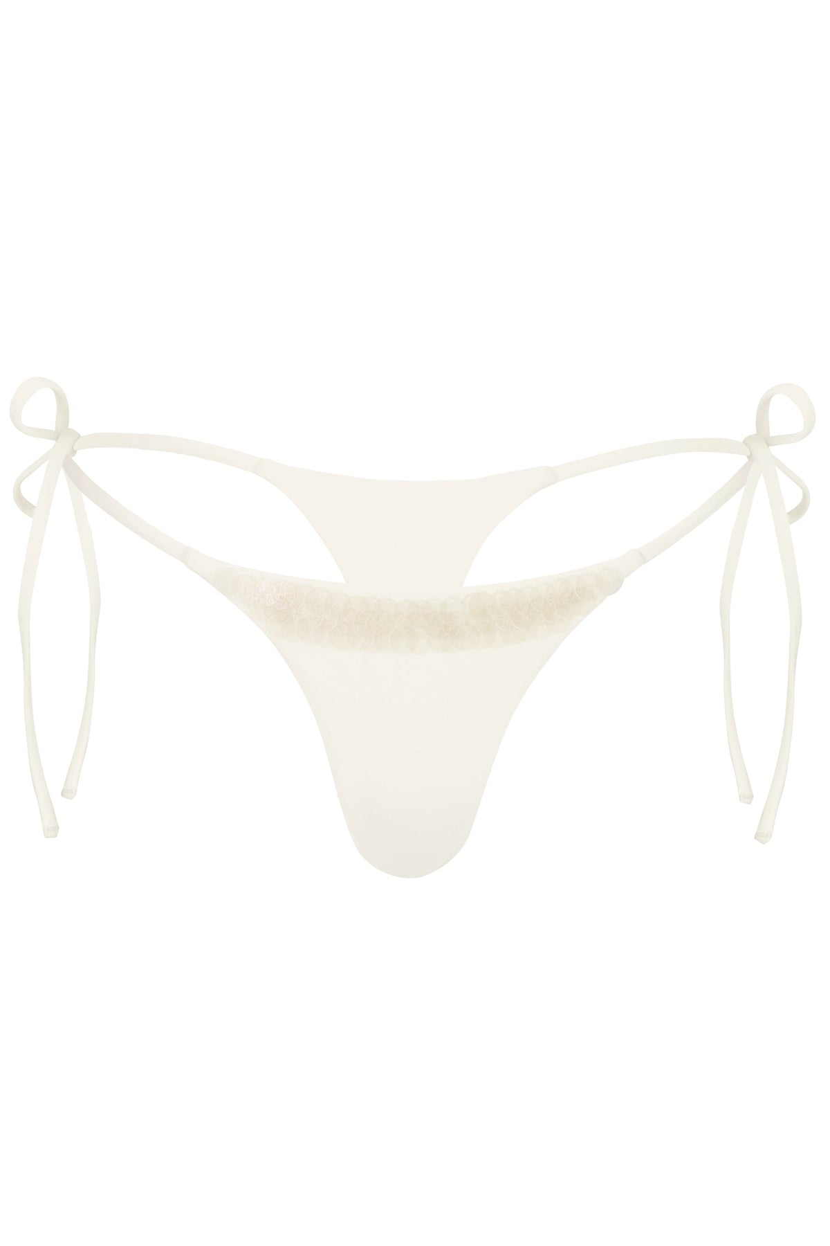 Chic Side-Tie Thong Bikini Bottoms in Pearl