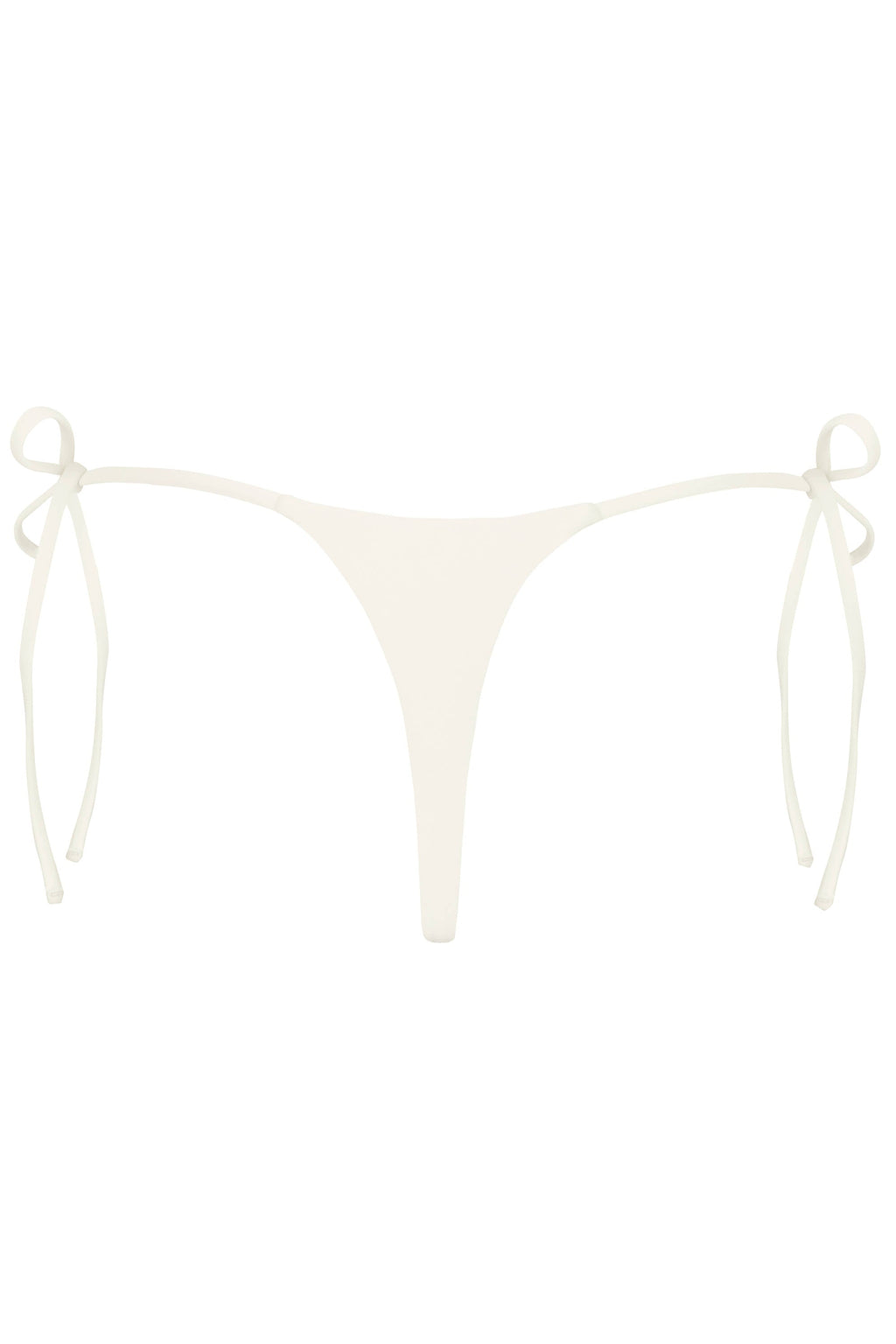 Chic Side-Tie Thong Bikini Bottoms in Pearl