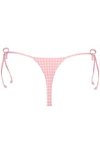 Chic Side-Tie Thong Bikini Bottoms in Pink Gingham Print