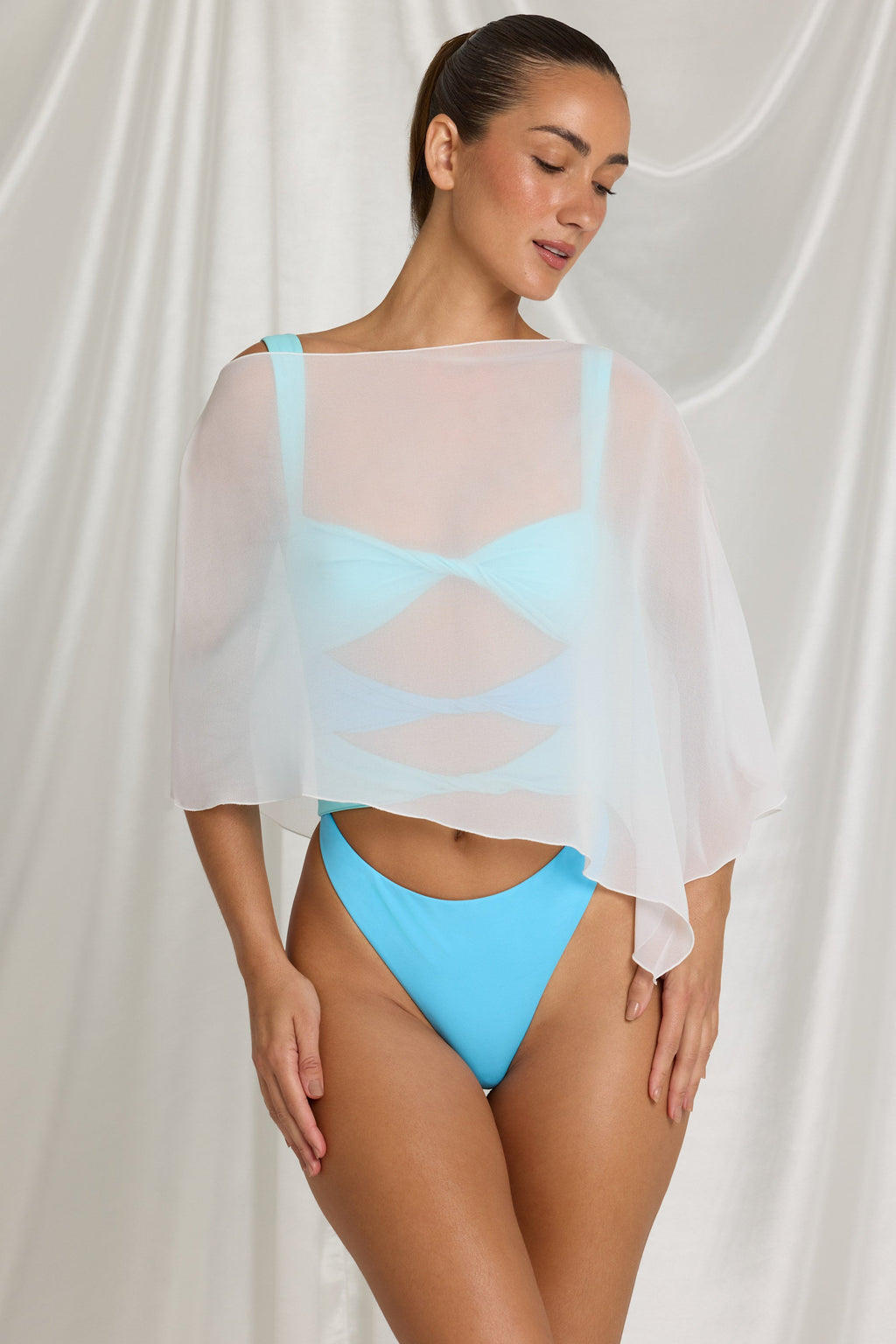 Chic Sheer Poncho in Coconut