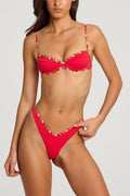 Chic Thong Bikini Bottoms in Scarlet Red