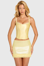 Chic Satin Corset Top in Butter