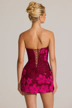 Chic Embellished Bodycon Mini Dress in Cranberry