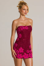 Chic Embellished Bodycon Mini Dress in Cranberry