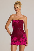 Chic Embellished Bodycon Mini Dress in Cranberry