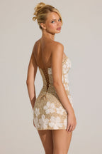 Chic Embellished Bodycon Mini Dress in Gold