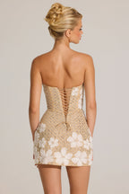Chic Embellished Bodycon Mini Dress in Gold