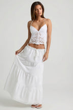 Chic Cutwork Backless Cotton-Poplin Camisole Top in White