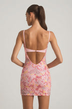 Chic Embellished Camisole Bodycon Mini Dress in Pink