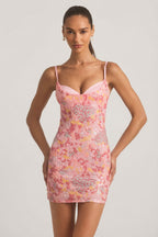 Chic Embellished Camisole Bodycon Mini Dress in Pink