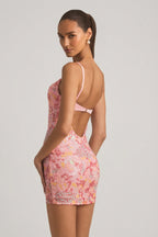 Chic Embellished Camisole Bodycon Mini Dress in Pink