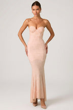 Chic Embellished Sweetheart-Neck Fishtail Gown in Dusty Rose